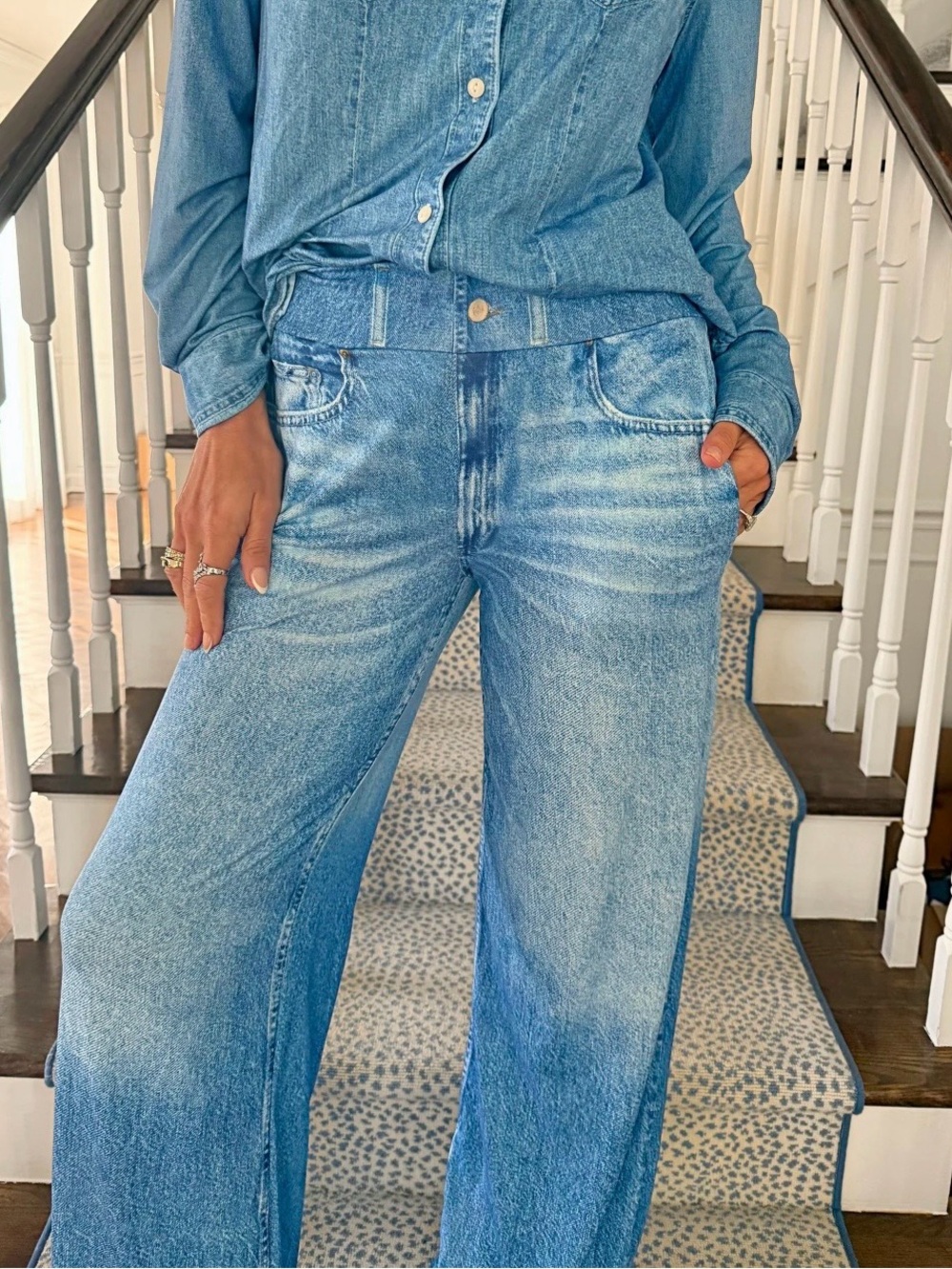Jordann dream/denim pajama Classic Wide-Leg denim look size M